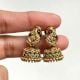 Handmade Brass Metal Jewellery Green Stone Jhumka Earrings